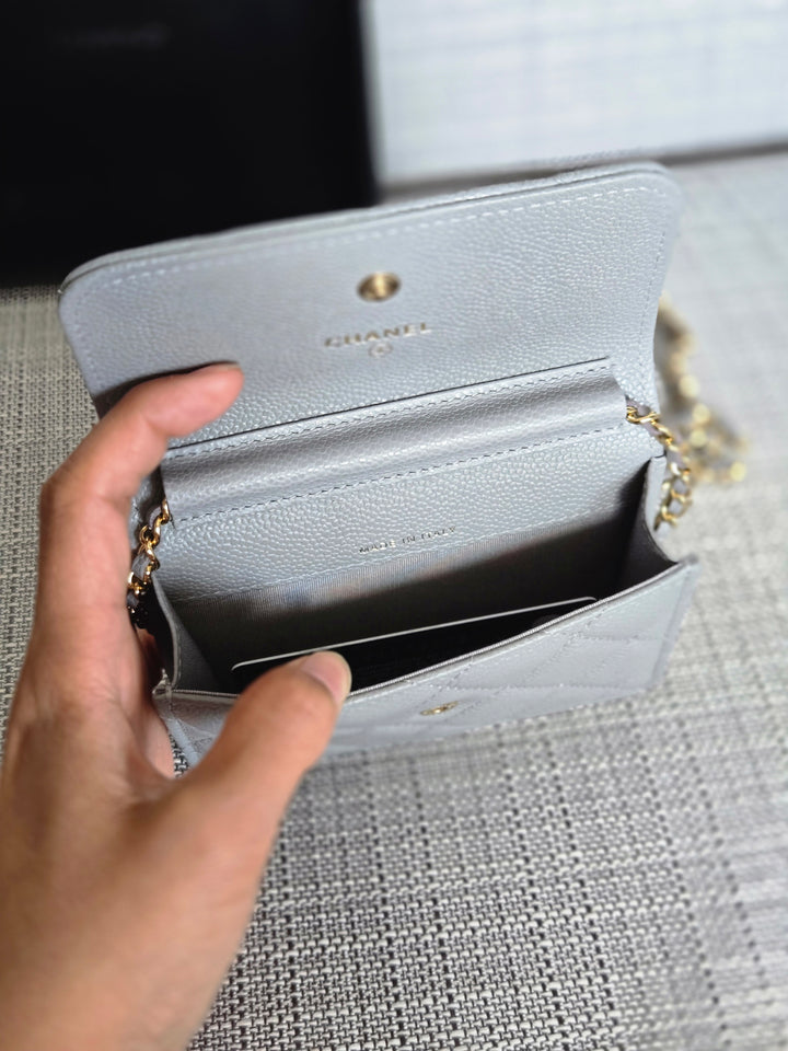 Chanel COCO 20B Collection Grey caviar Small Vanity flap bag