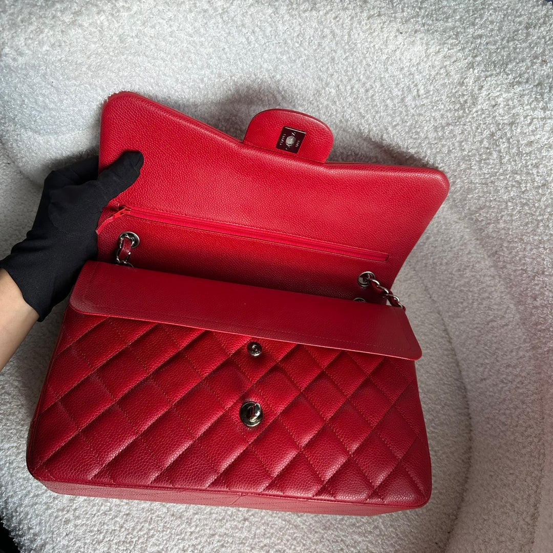 CHANEL series 19 14C Red Caviar SHW Jumbo Timeless Classic Double Flap Bag 2014