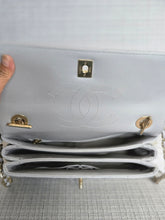 Load image into Gallery viewer, Chanel series 25 Grey Lambskin Chevron Trendy CC Top Handle Flap Bag Size Small with Champagne GHW and Detachable Shoulder strap
