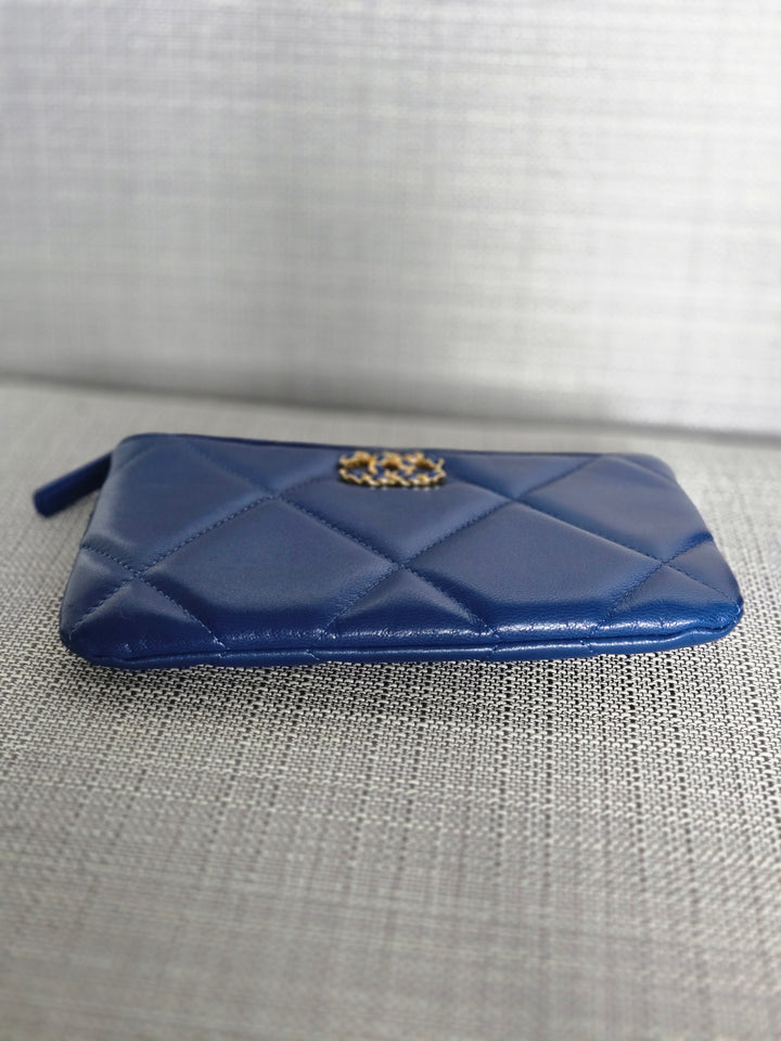 Chanel series 29 Blue goatskin GHW Small O Case/Pouch 8 inches