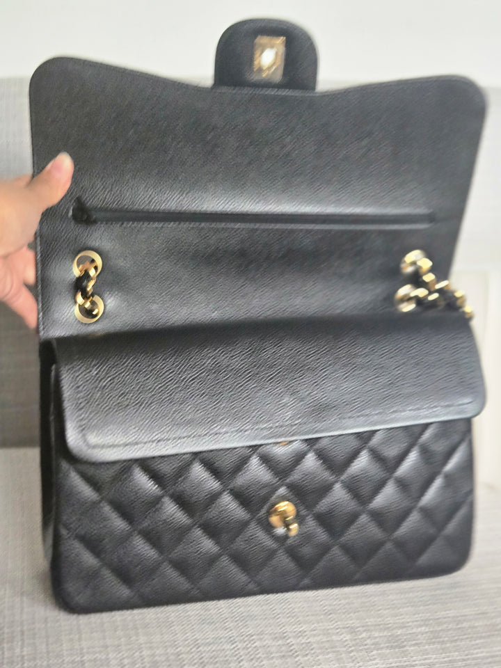 Chanel series 24 Black Caviar GHW Jumbo Timeless Double Flap Bag