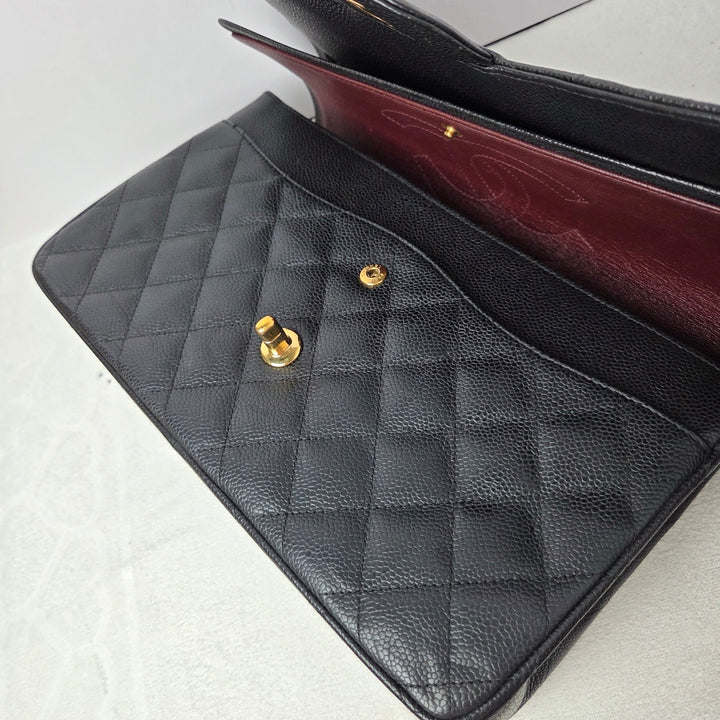 CHANEL series 16 Black Caviar GHW Jumbo Timeless Classic Double Flap Bag 2012