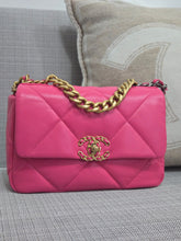 Load image into Gallery viewer, Chanel 19 22K 2022 Fall/Winter Collection Hot Pink Lambskin with Mixed Hardware size Small
