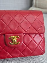 Load image into Gallery viewer, Chanel series 1 Red Lambskin 24K GHW Vintage Classic Mini Flap Bag
