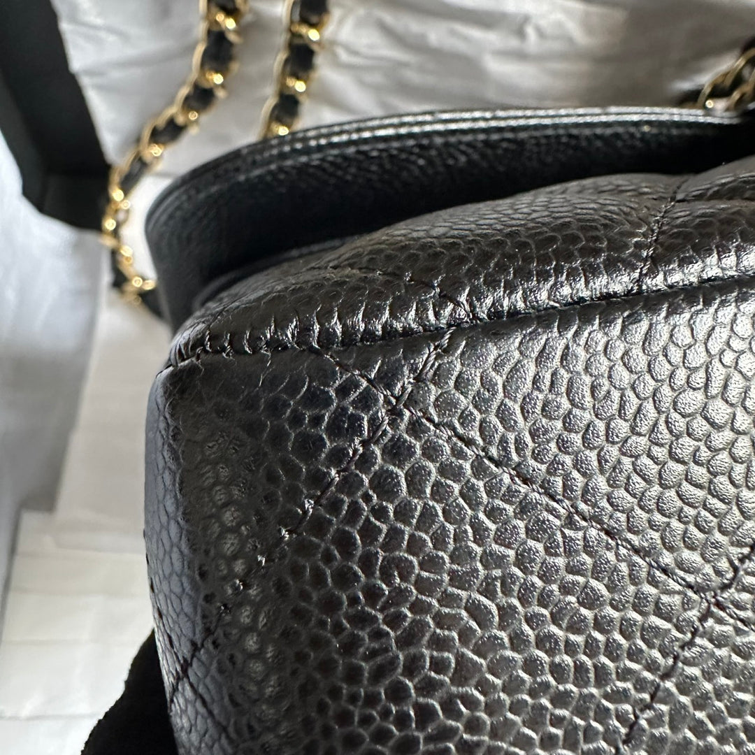 CHANEL series 159 2011/2012 Black Caviar GHW Jumbo Classic Timeless Double Flap Bag