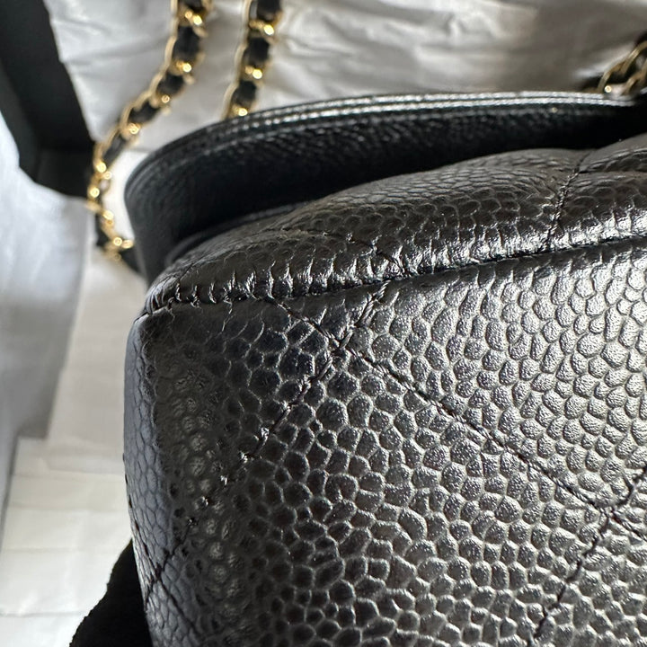 CHANEL series 159 2011/2012 Black Caviar GHW Jumbo Classic Timeless Double Flap Bag