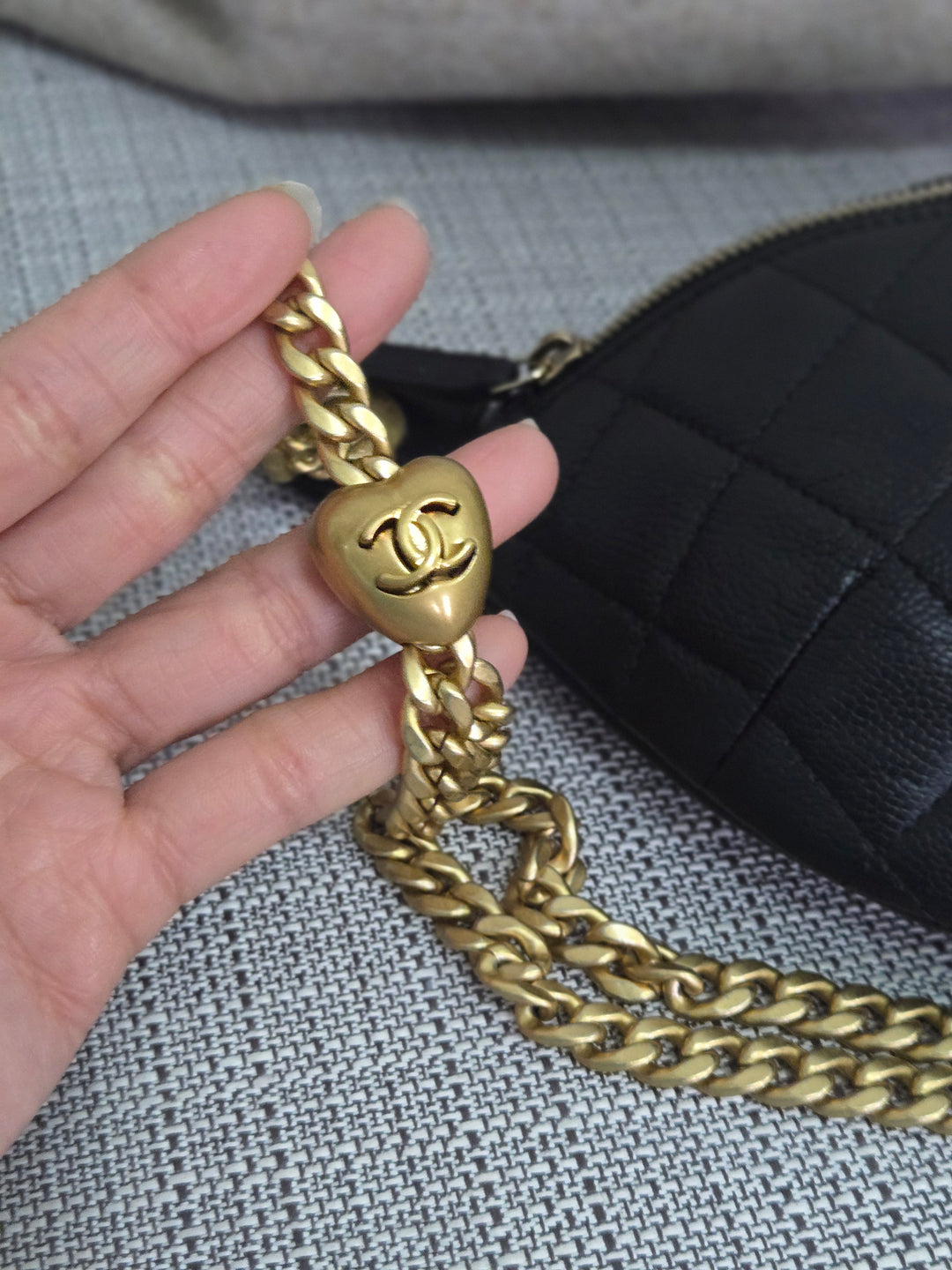 Chanel 24B 2024 Fall/Winter Black Caviar GHW Sweetheart Adjustable chain Waist Bag/Fanny Bag/Bum Bag