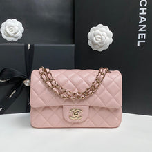 Load image into Gallery viewer, Chanel 23S 2023 Spring/Summer Collection Light Pink Lambskin Champagne GHW Mini rectangular flap bag
