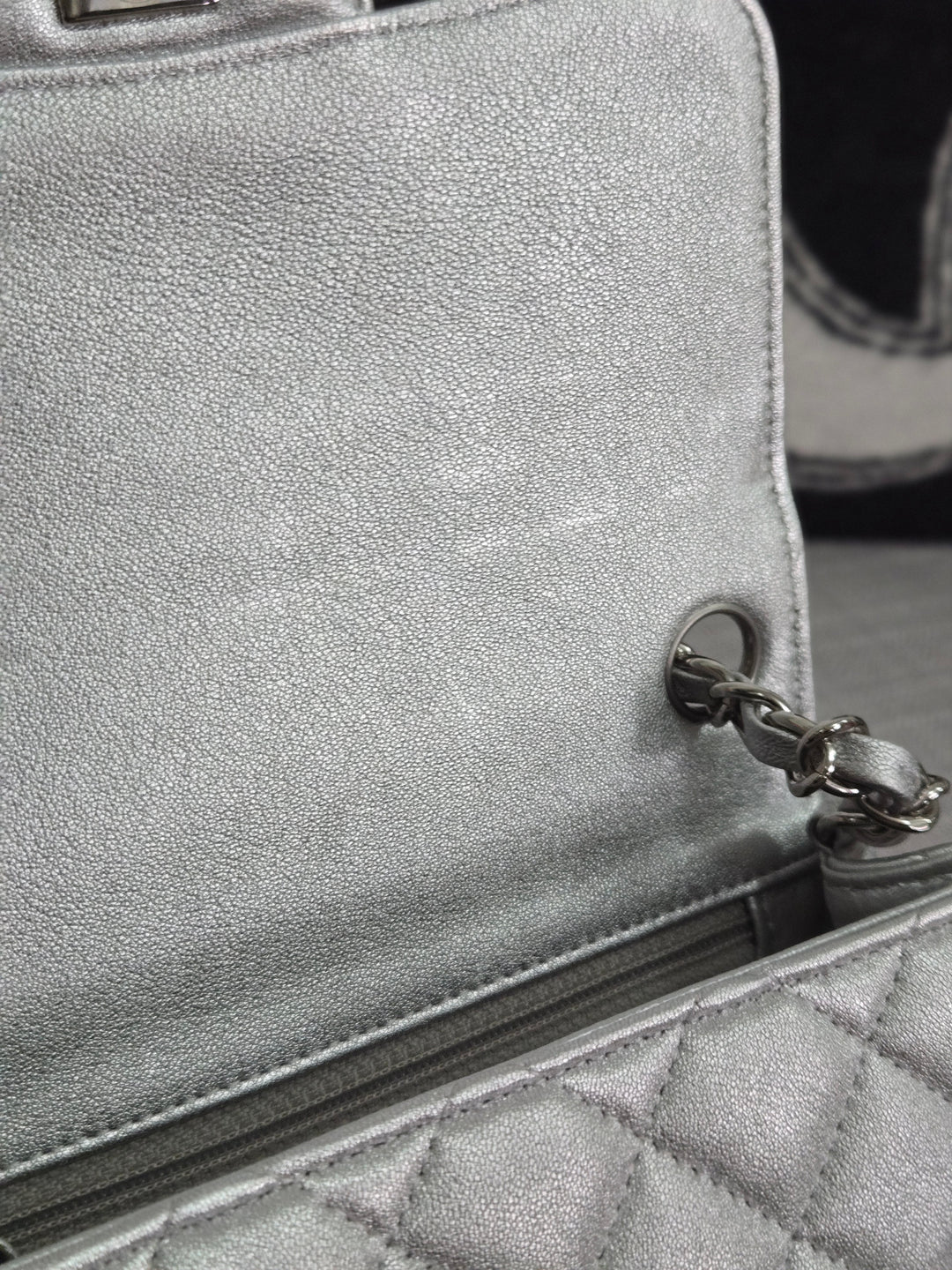 Chanel Series 31 21P 2021 Pre Spring/Summer Collection Iridescent Silver lambskin SHW Square Mini Flap Bag
