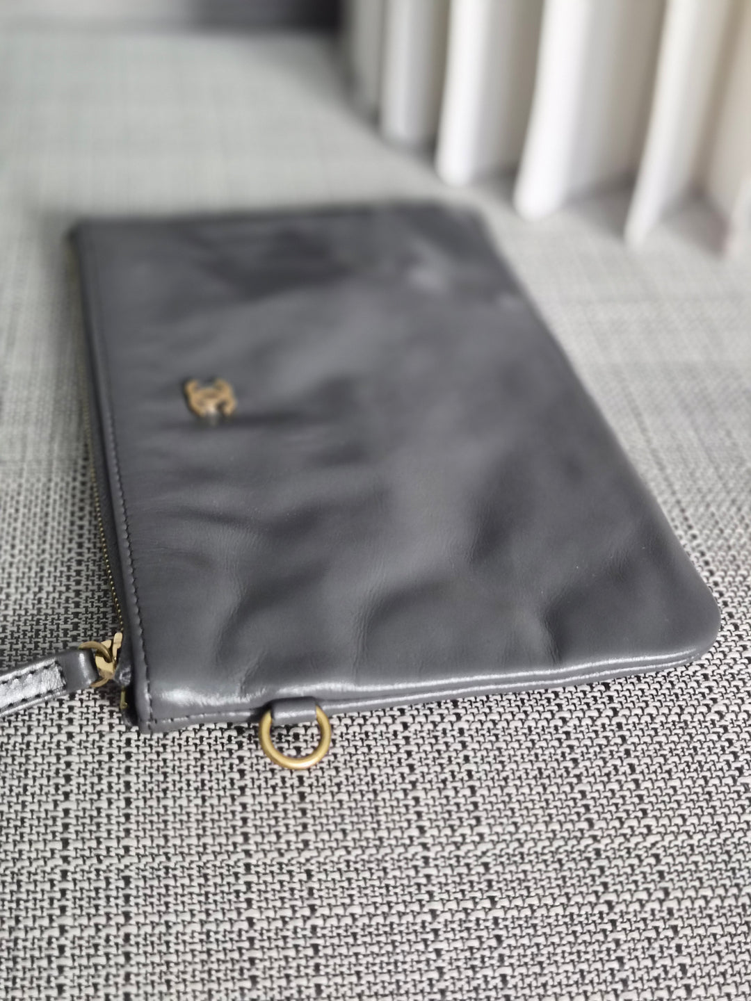 CHANEL 22 size Small in Grey Lambskin aged GHW with detachable pouch