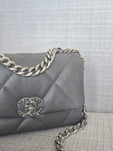 Load image into Gallery viewer, Chanel 19 size Small From 2022 in Dark grey Lambskin Mixed GHW with Silver colourway Flap Bag with Top Handle
