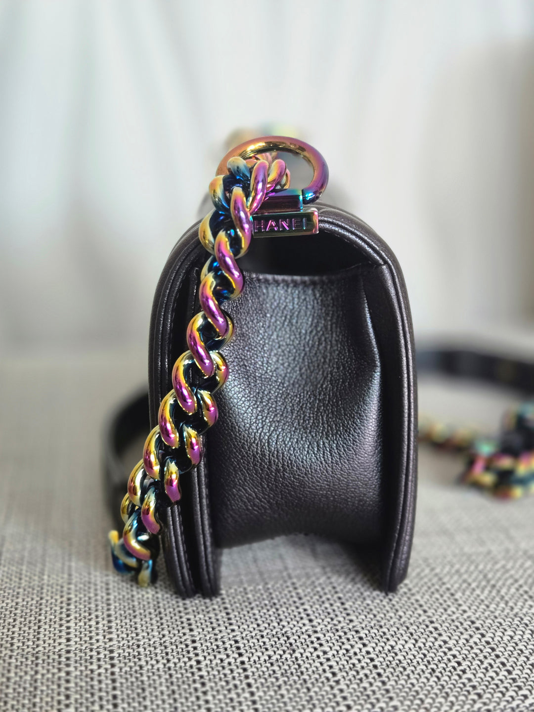 CHANEL series 21 16C Collection Iridescent Purple Calf skin Mermaid rainbow hardware SMALL Le Boy Flap Bag