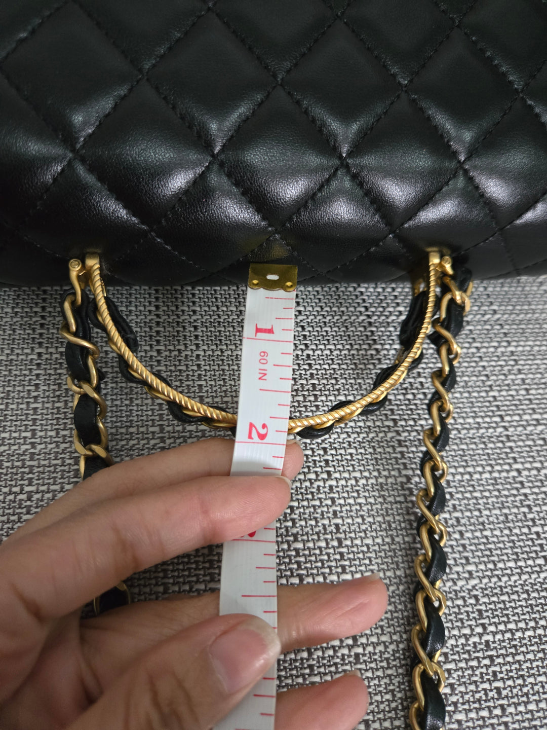 Chanel Black Lambskin Mini Rectangular Flap Bag with Top Handle GHW