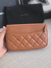 Load image into Gallery viewer, Chanel 2023 Caramel Brown Caviar Champagne GHW New Style Wallet on chain (WOC)
