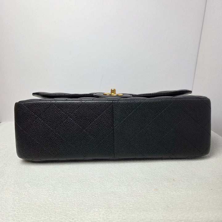 CHANEL series 16 Black Caviar GHW Jumbo Timeless Classic Double Flap Bag 2012
