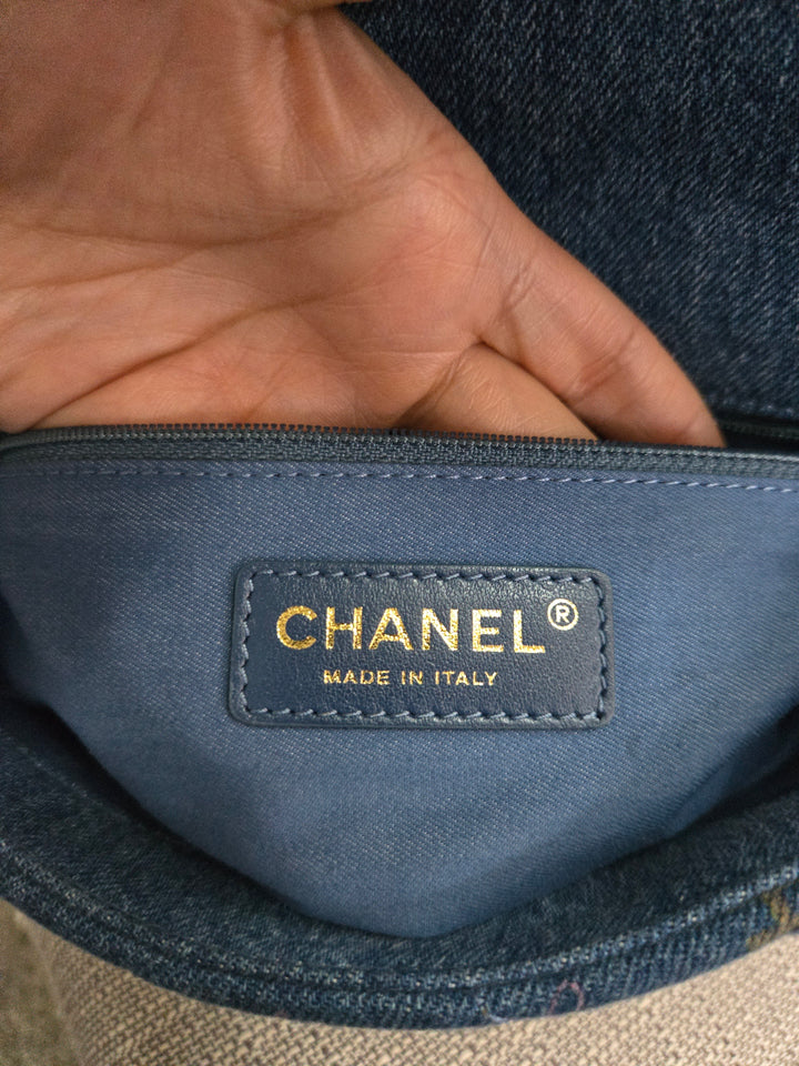 Chanel 22P Blue Denim Mood Flap Bag size Small with aged GHW