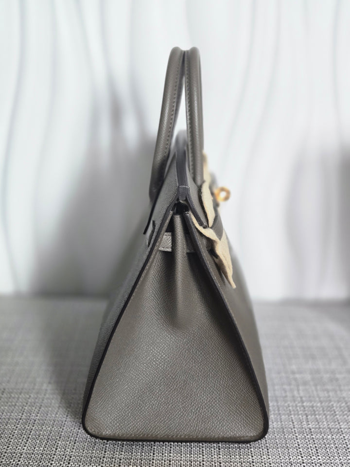 Hermes Birkin 25 Gris Etain Epsom Sellier Leather GHW stamp B 2023