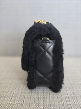 Load image into Gallery viewer, Chanel 24K 2024 Collection Black Teddy Shearling Black Lambskin Mini Rectangular Flap Bag

