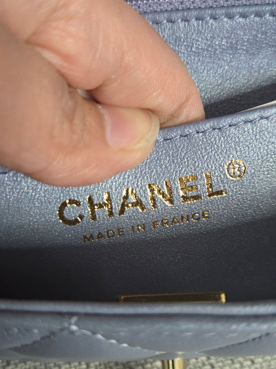 Chanel 22B Iridescent Light purple lambskin champagne GHW Mini Rectangular Flap Bag