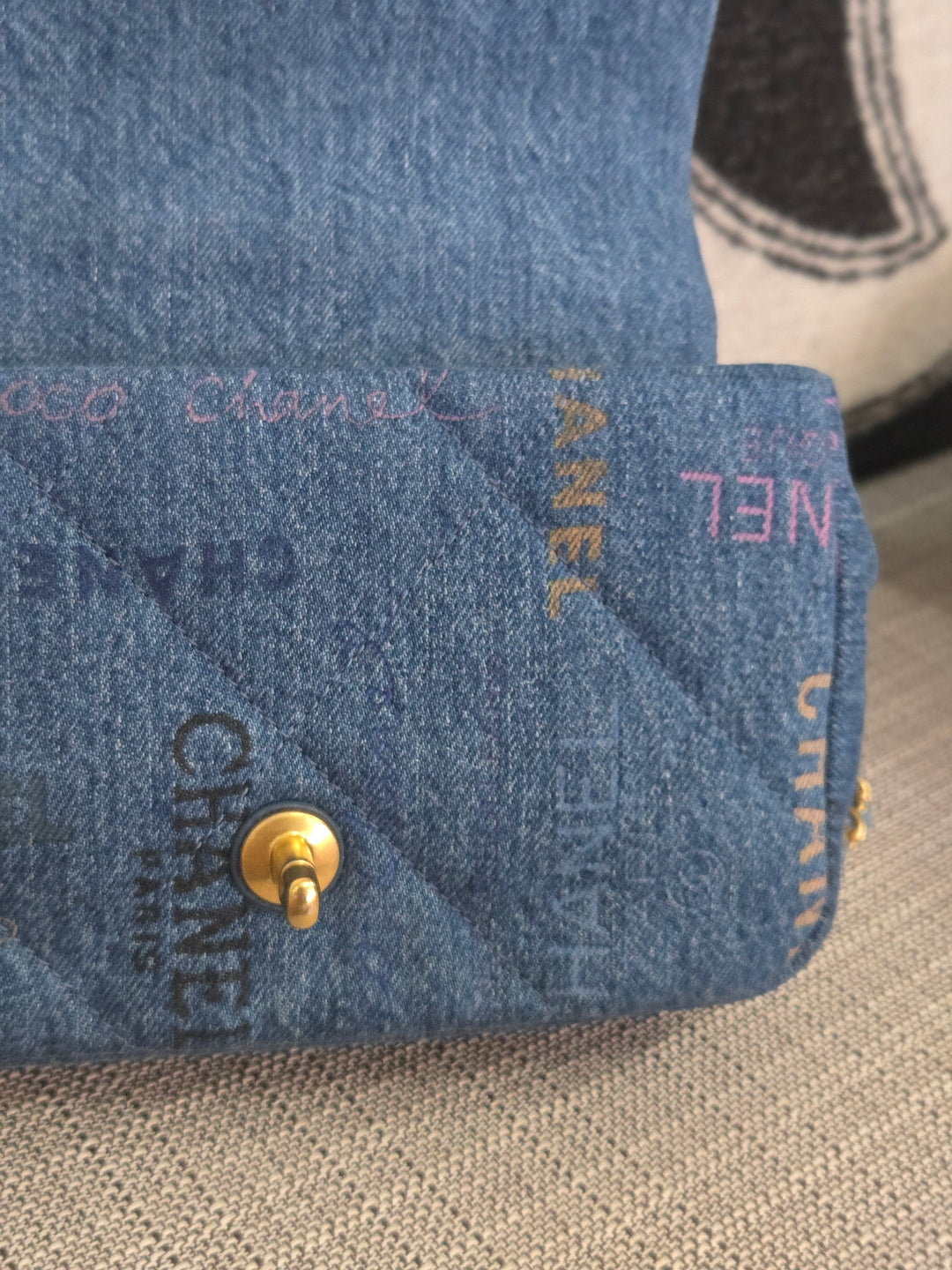 Chanel 22P Blue Denim Mood Flap Bag size Small with aged GHW