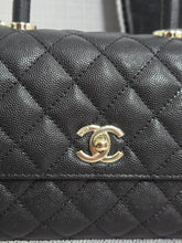 Load image into Gallery viewer, Chanel Black Caviar Champagne GHW Coco Handle Flap Bag size Small with Detachable Strap
