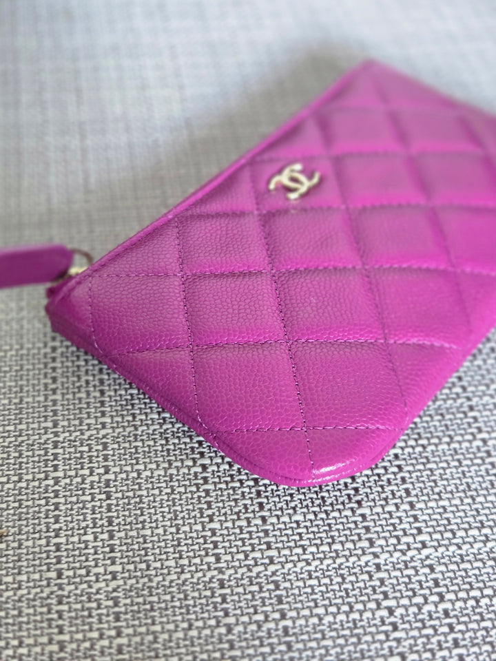 Chanel 2023 23C collection Purple Caviar LGHW Mini O Case/Pouch