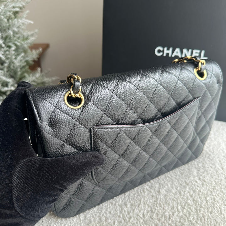 CHANEL series 25 Black Caviar GHW Medium ML Timeless Classic Double Flap Bag 2018