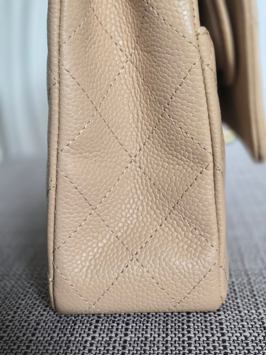 CHANEL series 15 2011/2012 Beige Clair Caviar GHW Medium ML Timeless Classic Double Flap Bag