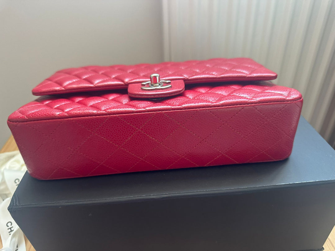 CHANEL 12A series 16 2012 Red Caviar SHW Medium Timeless ML Classic Double Flap Bag