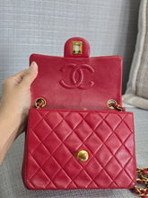 Load image into Gallery viewer, Chanel series 1 Red Lambskin 24K GHW Vintage Classic Mini Flap Bag
