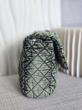 Load image into Gallery viewer, CHANEL Green Denimpression SHW size Jumbo Single Flap Bag
