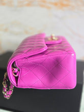 Load image into Gallery viewer, Chanel 21C 2021 Cruise Collection Purple Lambskin Champagne GHW Mini rectangular flap bag
