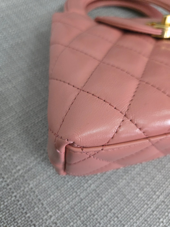 Chanel 23K Pink Lambskin GHW Nano Kelly Shopping Bag size Small (19 cms AS4416)