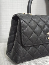 Load image into Gallery viewer, Chanel Black Caviar Champagne GHW Coco Handle Flap Bag size Small with Detachable Strap
