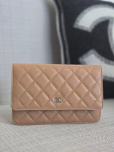 Load image into Gallery viewer, Chanel Dark Beige Caviar Champagne GHW Classic Wallet on Chain (WOC) 2023

