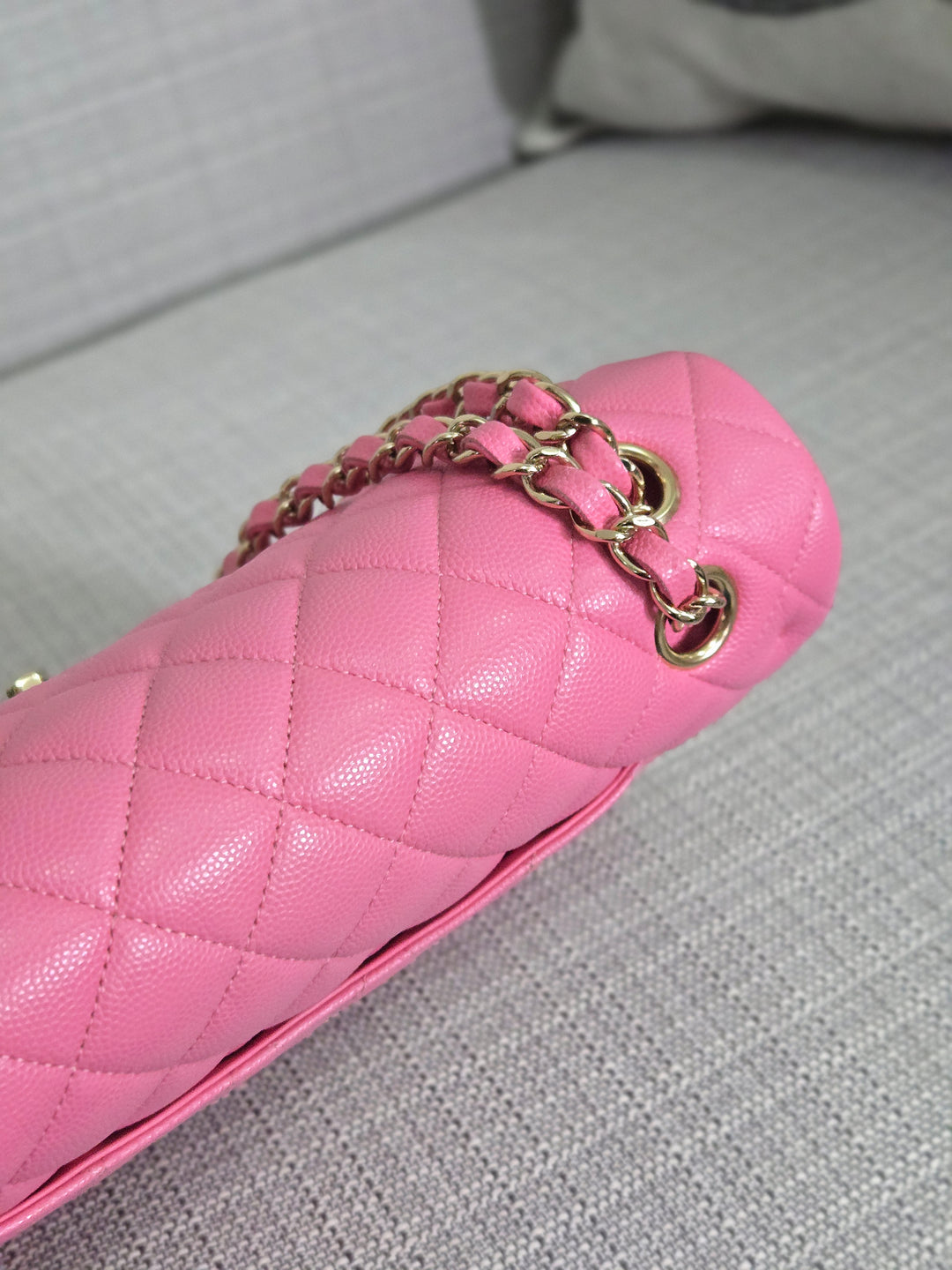 Chanel 21P 2021 Pre spring/summer collection Pink Caviar Champagne GHW 11.12 Timeless Classic Medium ML Double Flap Bag