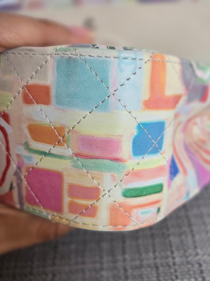 CHANEL Multi Color Rainbow Umbrella print calf skin SHW Medium Classic Double Flap Bag