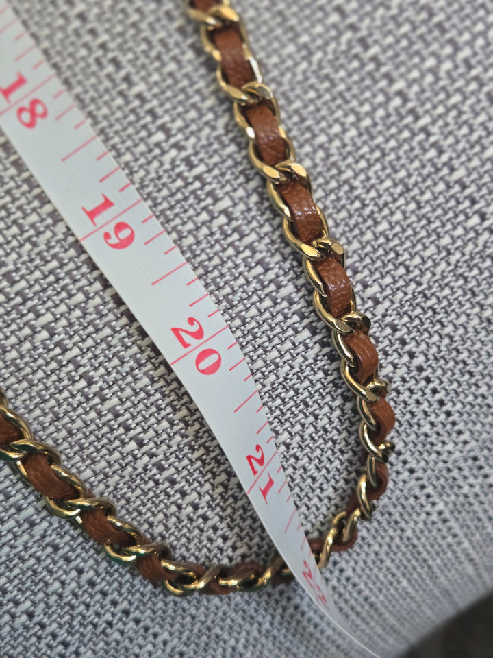 Chanel 2023 Caramel Brown Caviar Champagne GHW New Style Wallet on chain (WOC)