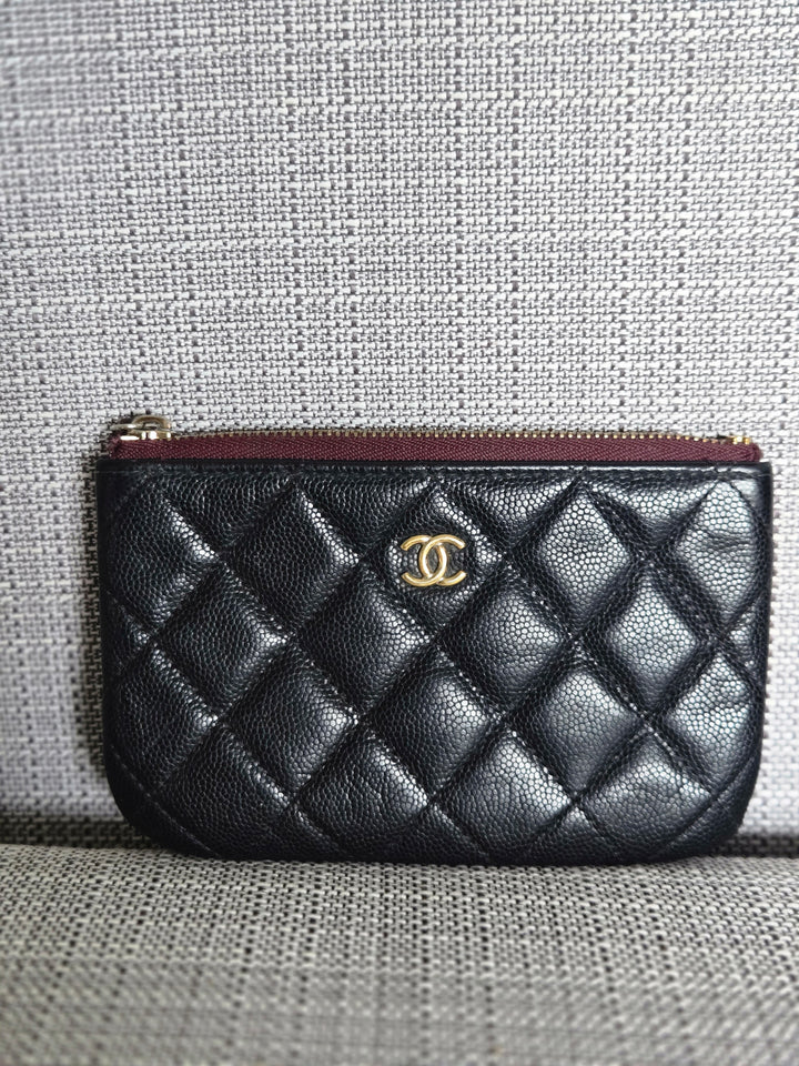 Chanel series 24 Black Caviar LGHW Mini O Case/Pouch