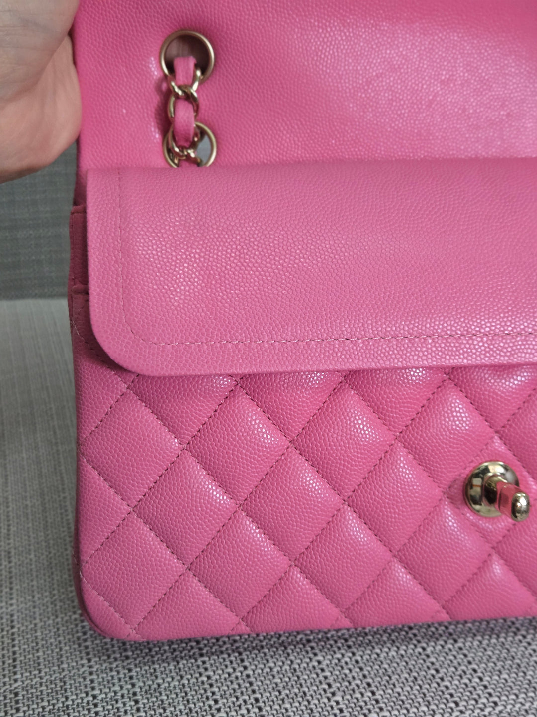 Chanel 21P 2021 Pre spring/summer collection Pink Caviar Champagne GHW 11.12 Timeless Classic Medium ML Double Flap Bag