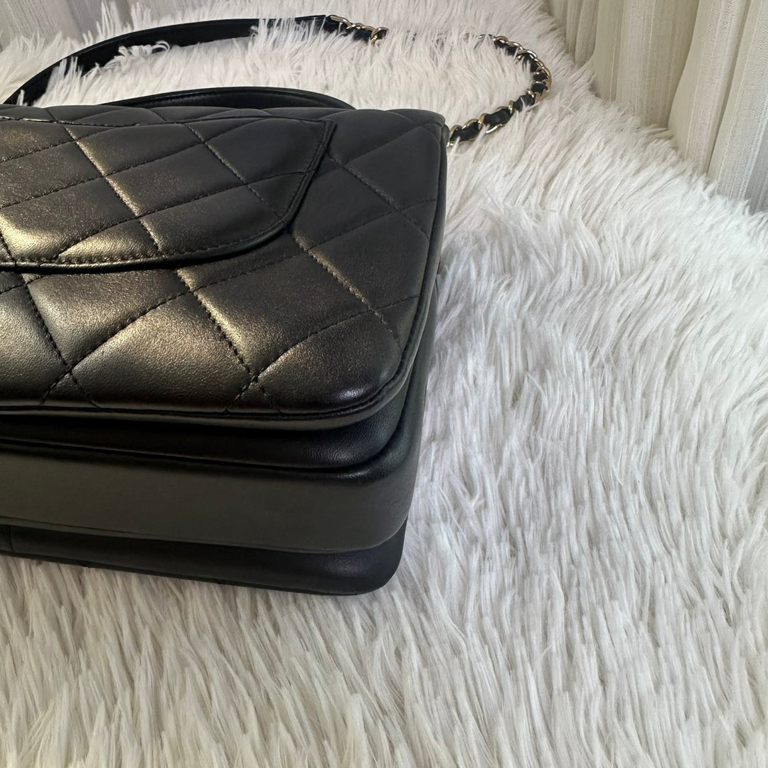 CHANEL Black Lambskin Trendy CC Flap Bag size SMALL with Non detachable Shoulder strap and LGHW 2023