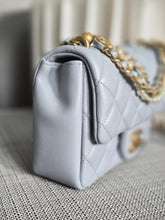 Load image into Gallery viewer, CHANEL Pearl Twist Pearly Silver Light Blue Lambskin Mini Flap Bag
