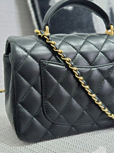 Load image into Gallery viewer, Chanel Black Lambskin GHW Top Handle Mini Rectangular Flap Bag
