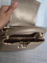 Load image into Gallery viewer, LOUIS VUITTON LV Metallic Taurillon Embellished Flower Crown Mini Capucines in Gold
