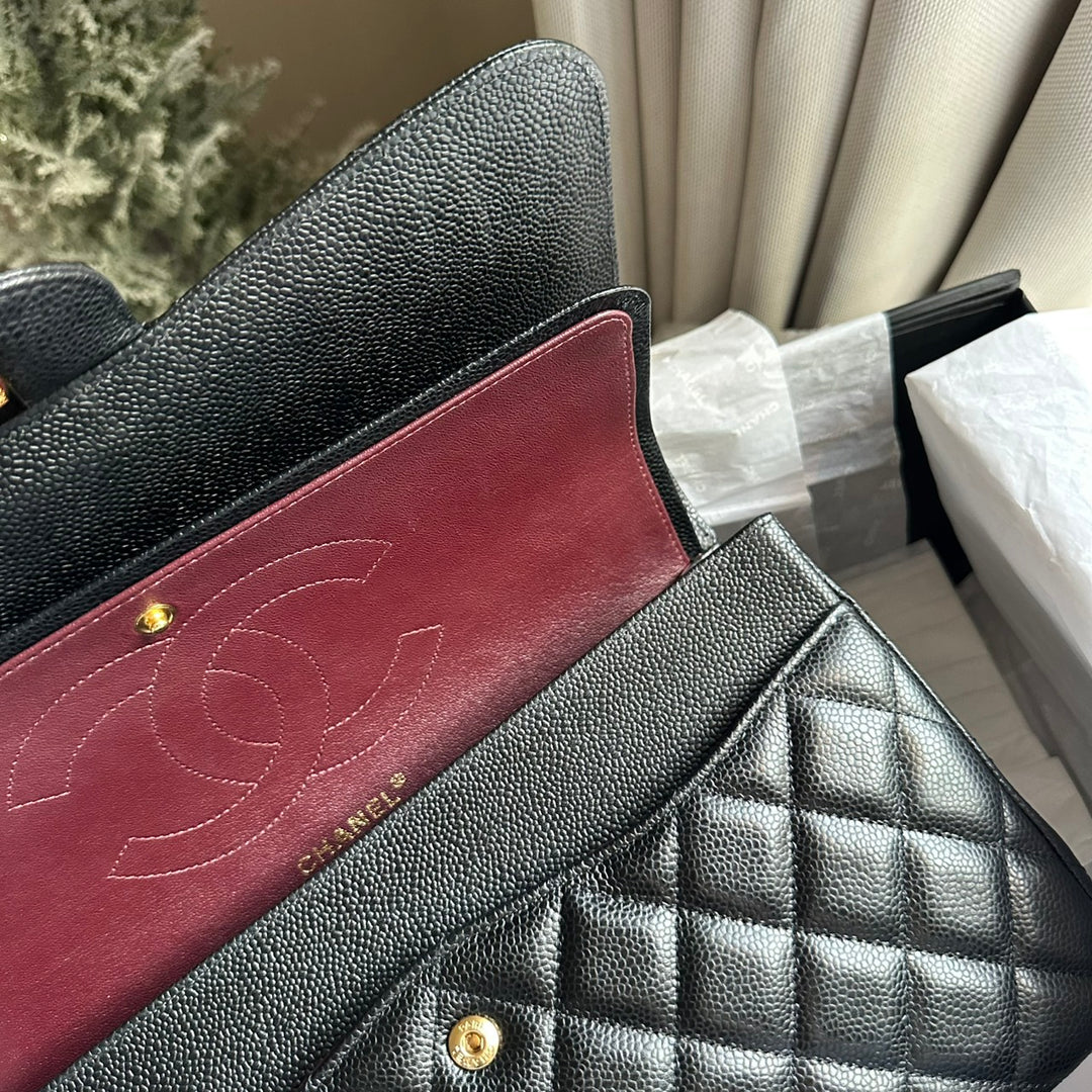 CHANEL series 159 2011/2012 Black Caviar GHW Jumbo Classic Timeless Double Flap Bag