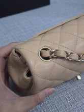 Load image into Gallery viewer, Chanel 22C 2022/2023 Cruise Collection Beige Lambskin Classic Mini Rectangular Flap Bag with Champagne GHW
