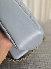 Load image into Gallery viewer, CHANEL Pearl Twist Pearly Silver Light Blue Lambskin Mini Flap Bag
