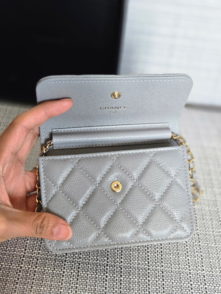 Chanel COCO 20B Collection Grey caviar Small Vanity flap bag