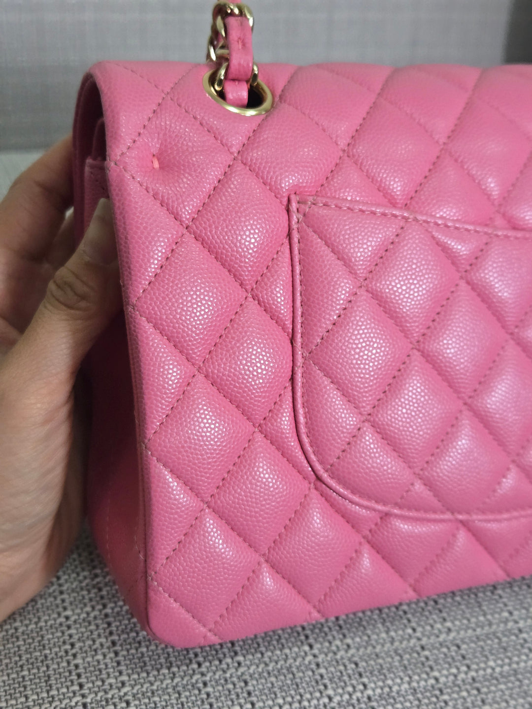 Chanel 21P 2021 Pre spring/summer collection Pink Caviar Champagne GHW 11.12 Timeless Classic Medium ML Double Flap Bag