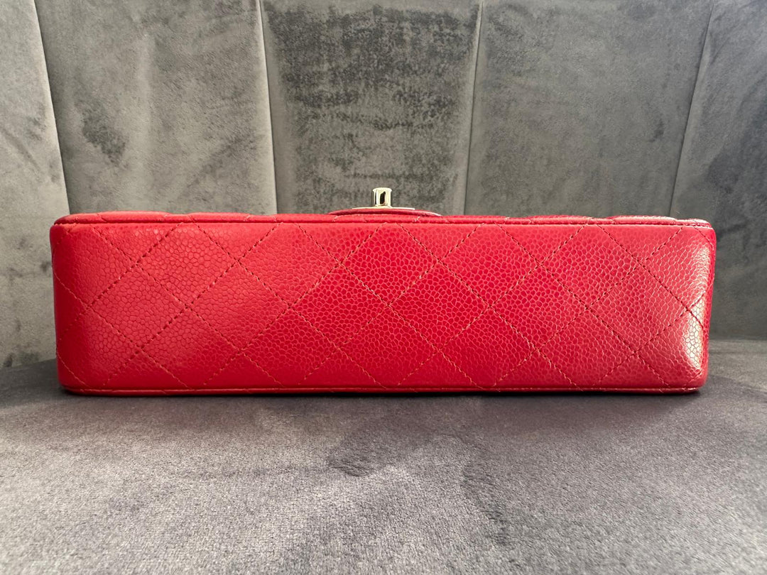 CHANEL 12A series 16 2012 Red Caviar SHW Medium Timeless ML Classic Double Flap Bag